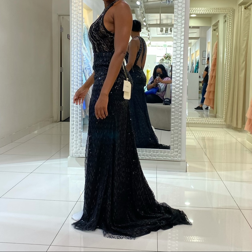 Hand beaded black gown